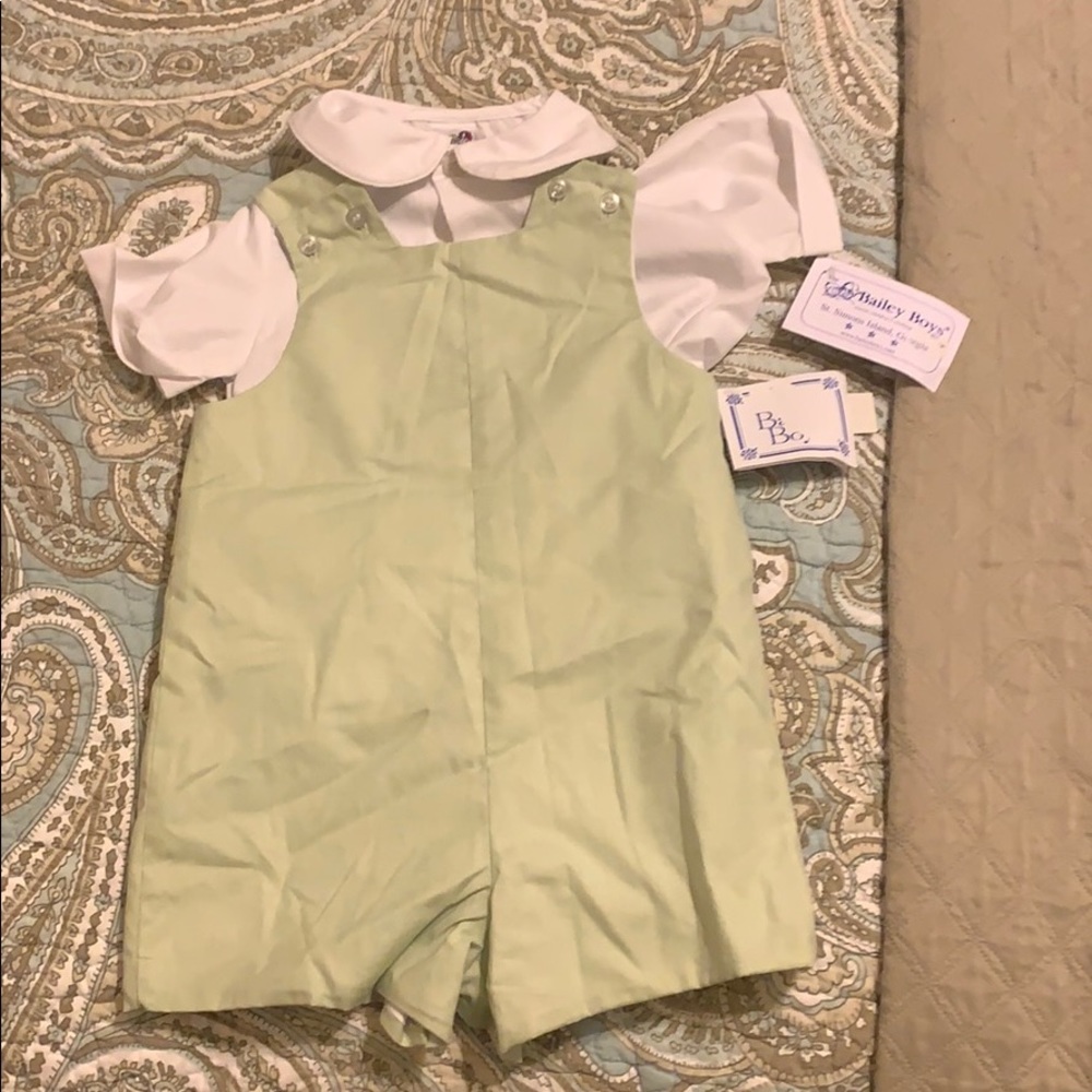 Bailey Boys Light Green Smock Romper